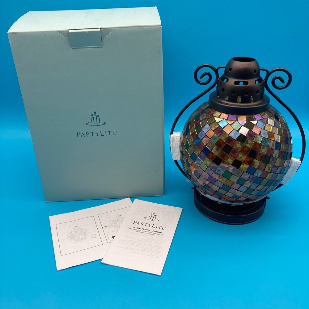 Vintage Partylite Global Fusion Lantern P9238 Mosaic Tile Hanging Candle Holder